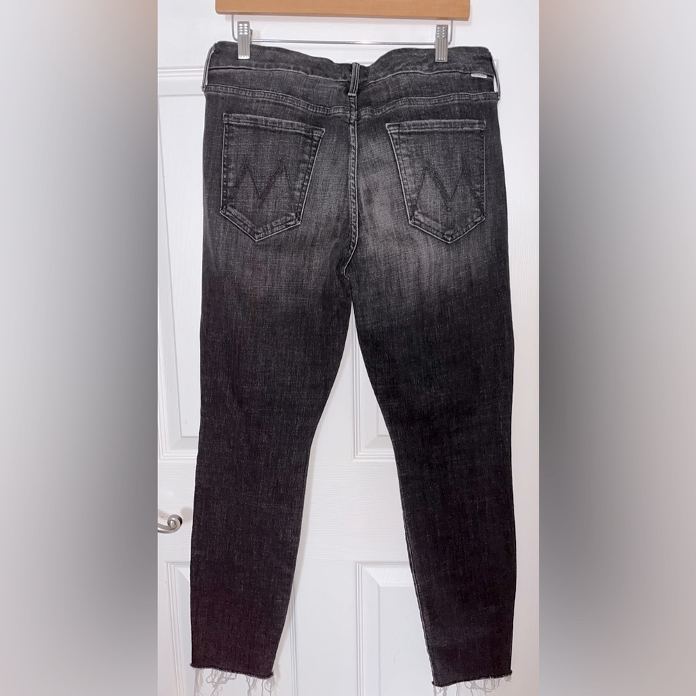 MOTHER THE LOOKER High Rise Charcoal Skinny Denim Jeans Raw Hem Size 31 - Picture 5 of 5